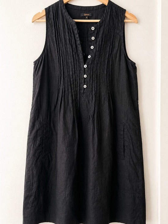 Quince Dresses & Skirts - Quince 100% Linen Sleeveless Shift Dress Black Medium